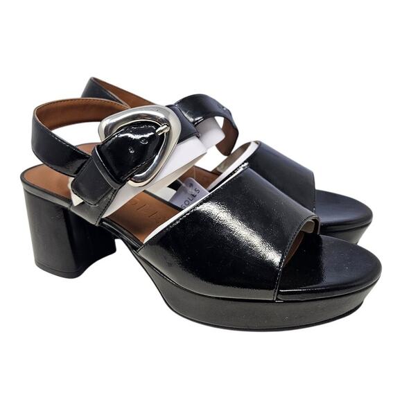 NEW Aerosoles 10 Chamber Patent Leather Platform Sandal Comfort Chunky Goth - Picture 1 of 6